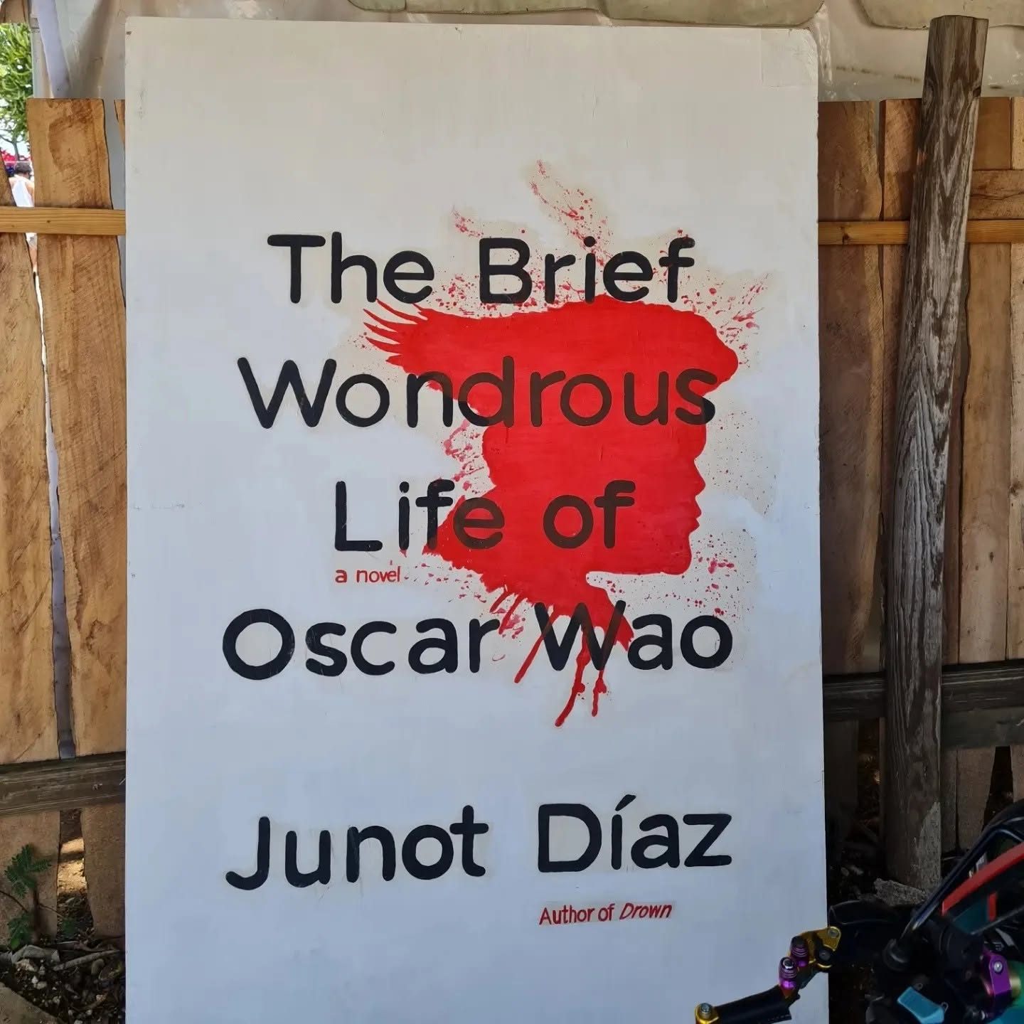 A painted sign of The Brief Wondrous Life of Oscar Wao by Junot Díaz