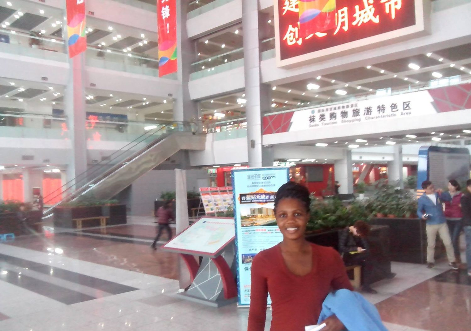 Kadine Reynolds inside a shopping plaza, China