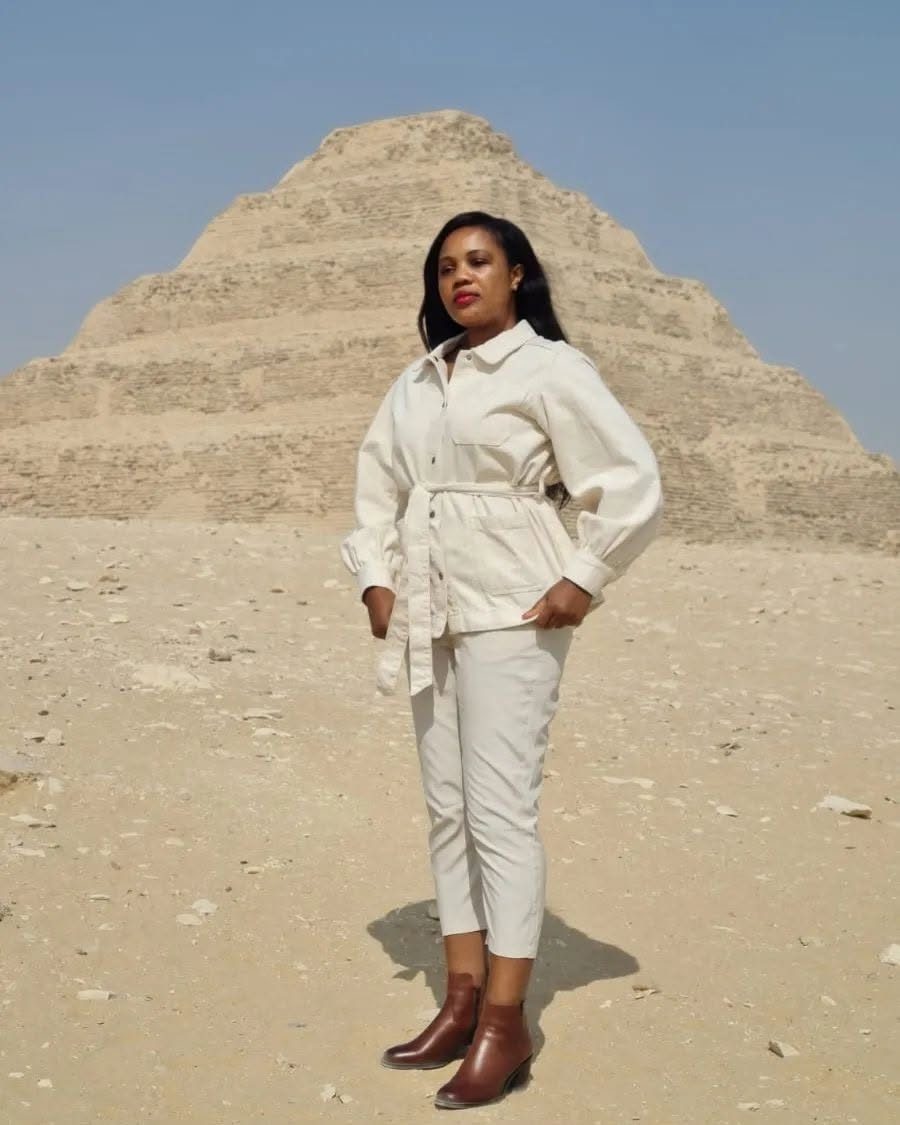 Kadine Reynolds at the Step Pyramid of Djoser, Saqqara, Egypt
