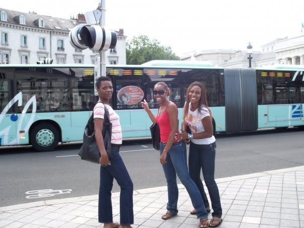 Kadine Reynolds with friends on a street in Tours, France