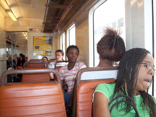 Kadine Reynolds on a train in France