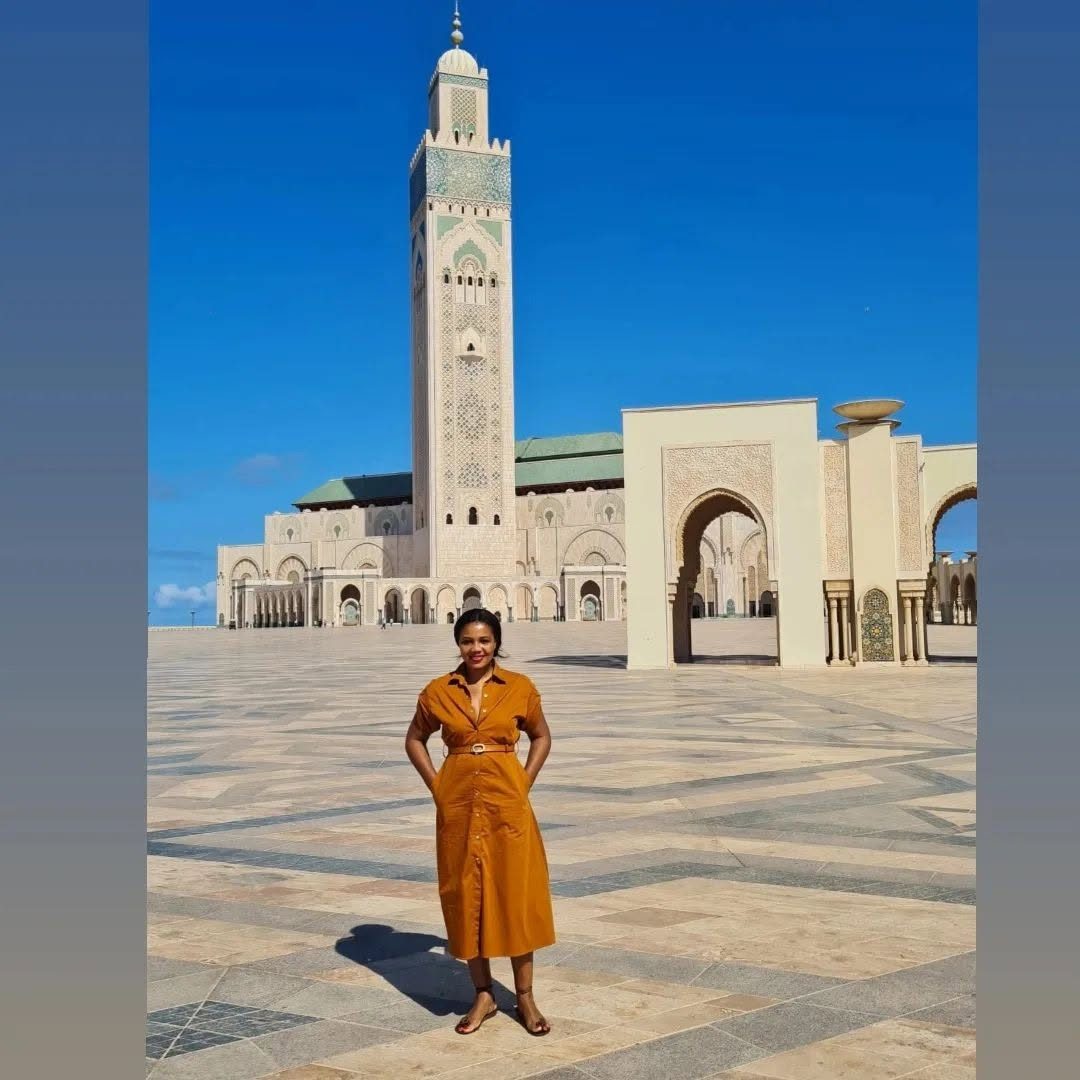 Kadine Reynolds at the Hassan II Mosque, Casablanca, Morocco