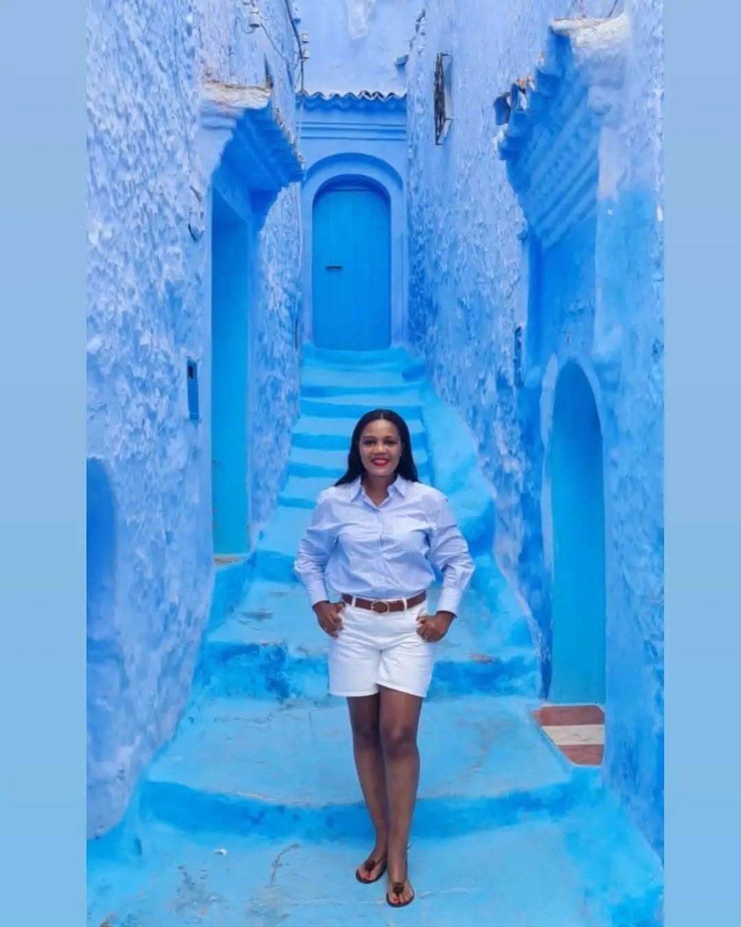 Kadine Reynolds in Chefchaouen, Morocco, second look