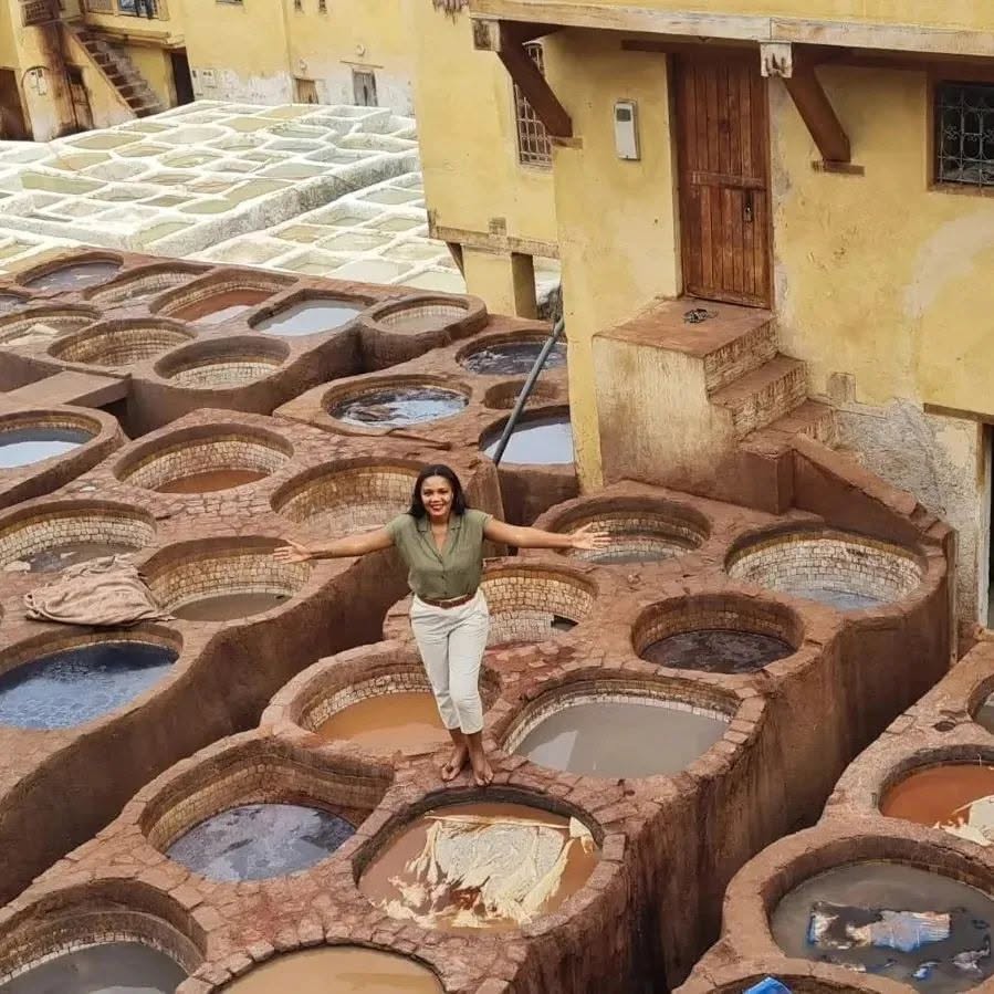 Kadine Reynolds at the Chouara Tannery in Fes, Morocco