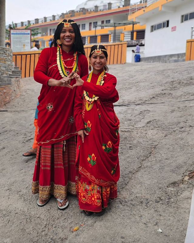 Kadine Reynolds: In traditional dress with a new friend, Nepal